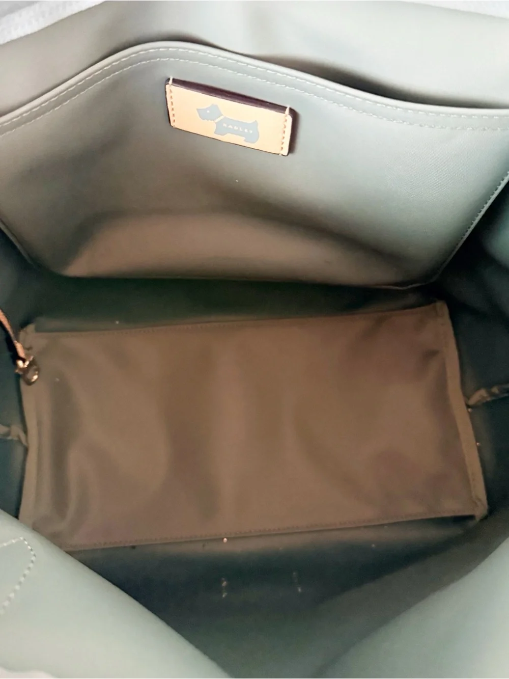 Radley London Teal Green Tote Tan Handles